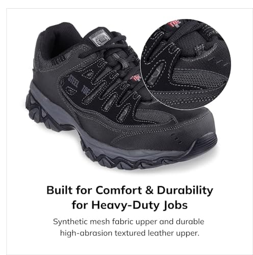 Skechers Men's Cankton Steel Toe Construction Shoe - Electrical Hazard Rated, Memory Foam, Black/Charcoal, 10.5 Wide - Image 5