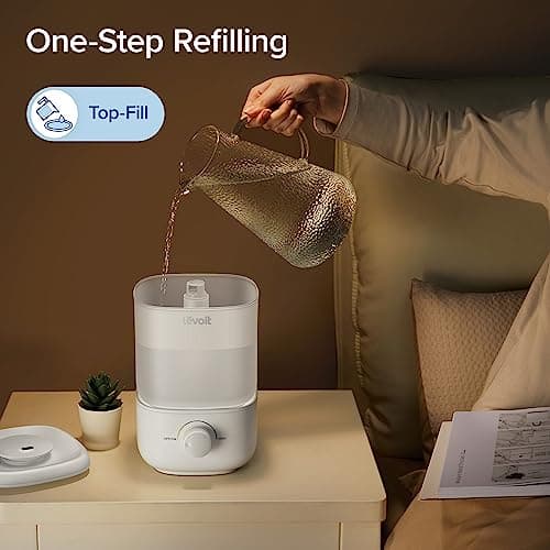 LEVOIT Top Fill Humidifiers for Bedroom, 2.5L Tank for Large Room, Easy to Fill & Clean, 28dB Quiet Cool Mist Air Humidifier for Home Baby Nursery & Plants, Auto Shut-off and BPA-Free for Safety, 25H - Image 2