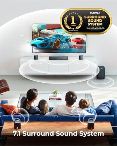 ULTIMEA 7.1ch Sound Bar with Dolby Atmos, Surround Sound System for TV with 4 Surround Speakers, Sound Bar for Smart TV with App Control, Soundbar with Subwoofer for Home Theater, HDMI eARC, Aura A60 - Image 2