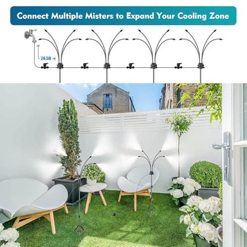 Homasky Standing Misters for Outside Patio, Adjustable Height 5.3 FT Stand Misting System for Cooling Outdoor, Portable Water Mister for Mist Playing, Patio Cooling, Backyard, Porch, Sprinkler (Gray) - Image 6