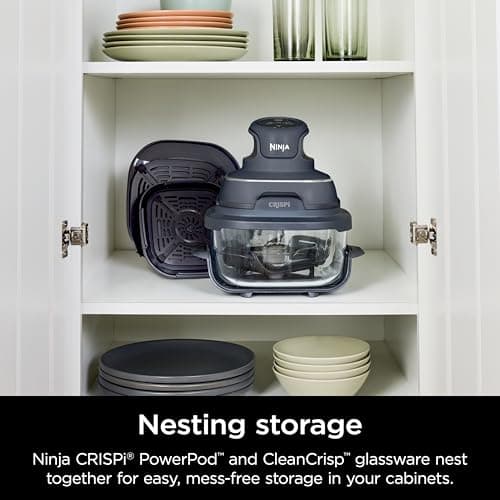 Ninja Crispi 4-in-1 Portable Glass Air Fryer Cooking System, 1500W, 4QT & 6-Cup TempWare Glass Containers with Storage Lids, Microwave, Freezer & Dishwasher Safe, Cyberspace Gray, FN101GY - Image 15
