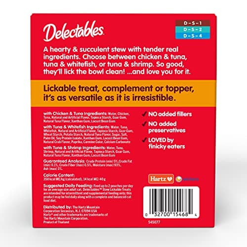 Hartz Delectables Stew Lickable Wet Cat Treats for Adult & Senior Cats, Variety Pack, 1.4 Ounce (Pack of 12) - Image 4