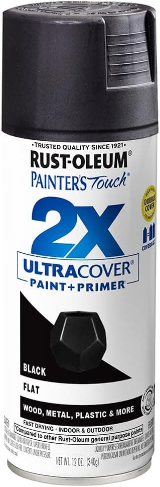 Rust-Oleum 334020 Painter's Touch 2X Ultra Cover Spray Paint, 12 oz, Flat Black product image