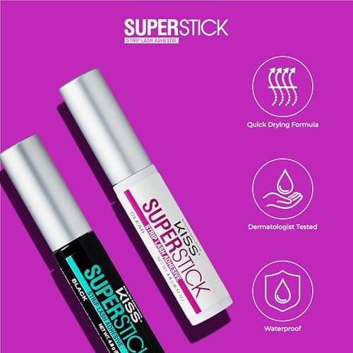 KISS Super Stick 5-Day Extended Wear Strip Lash Adhesive, Quick Drying Lash Glue, Witch Hazel & Cactus Extract Infused, Brush Applicator, Net Wt. 4.8g (0.17 oz.), Clear - Image 3