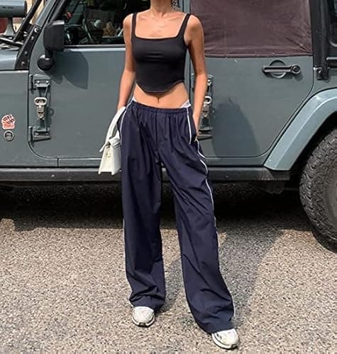 XPONNI Track Women Baggy Y2k Parachute Pants for Women Y2K Clothing(Navy,S,Small) - Image 5