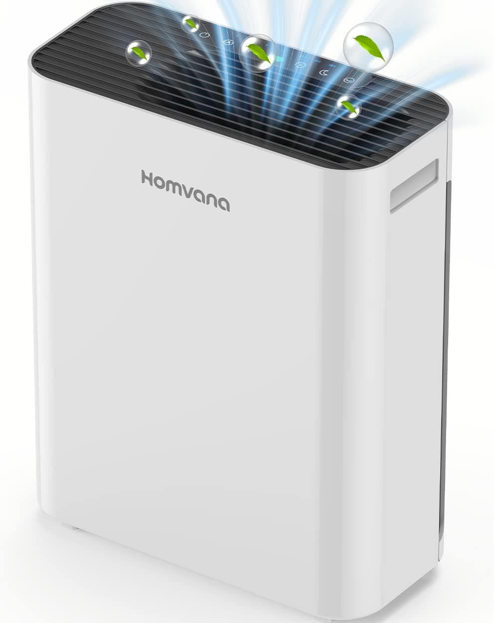 Amazon.com: Homvana Air Purifier for Home Larger Room Bedroom, H13 True HEPA Air Filter Purifiers Cleaner, with Auto Mode, Quality Indicator, SilentAir Tech, Ozone Free for Pets Allergies Smokers Dust Pollen etc : Home & Kitchen