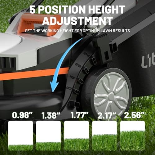 Litheli Cordless Lawn Mower 13 Inch, U20 Handy+ 20V Electric Lawn Mowers for Garden, Yard and Farm, 5 Heights Adjustment, Light Weight,4.0Ah Portable Battery Included - Image 4