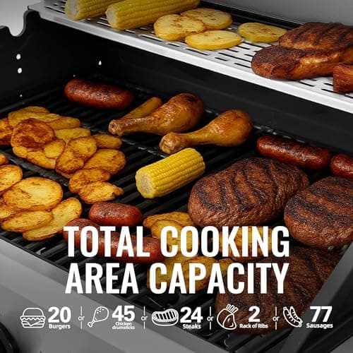 Royal Gourmet GA5401T 5 Burner Propane Gas Grill with Side Burner and Sear Burner, Stainless Steel Gas BBQ Grill with 61,000 BTUs Output for Barbecue Grilling & Backyard Cooking, Silver - Image 4