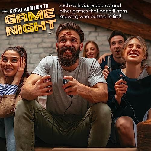 Digital Energy Handheld Game System - Console Displays First Buzz-in - Great for Jeopardy, Family Feud, Trivia and Buzzer Games - Console with 4 Joystick Buzzers - Image 3