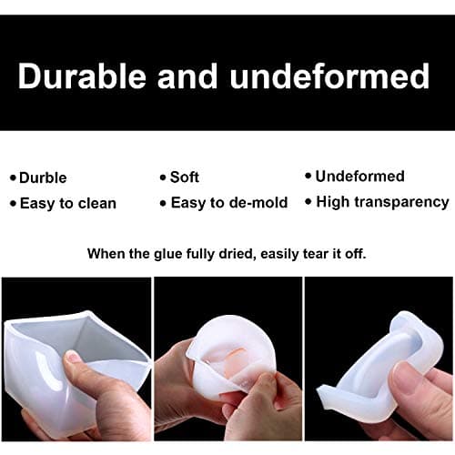Silicone Resin Molds 5Pcs Resin Casting Molds Including Sphere, Cube, Pyramid, Square, Round with 1 Measuring Cup & 5 Plastic Transfer Pipettes for Resin Epoxy, Candle Wax, Soap, Bowl Mat etc - Image 3