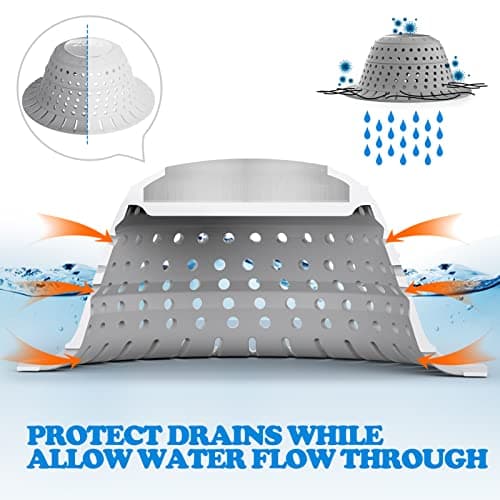 zaa Bathtub Drain Hair Catcher, Premium Silicone Shower Hair Catcher, 1Pack Collapsible Hair Stopper for Pop Up and Regular Drains of Shower, Bathtub, Bathroom, Sink, Gray - Image 5