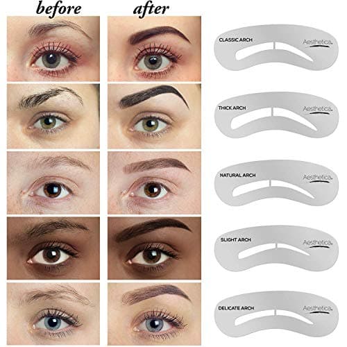 Aesthetica Brow Contour Kit 16-Piece Eyebrow Makeup Palette Set 6 Eyebrow Powders, 5 Eyebrow Stencils, Spoolie/Brush Duo, Tweezers, Eye Brow Wax, Highlighter - Unique Gifts For Women For Her Birthday - Image 3