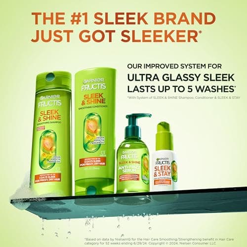 Garnier Fructis Sleek & Shine Anti-Frizz Serum for Frizzy, Dry Hair, Argan Oil, 5.1 Fl Oz, 1 Count (Packaging May Vary) - Image 2