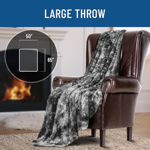 Everlasting Comfort Soft & Comfortable Gray Faux Fur Throw Blanket for Couch - (50"x65") Minky & Fluffy Fall Blankets & Throws, Plush Fuzzy Cover for Bed, Sofa & Living Room - Cozy Home Decor - Image 6