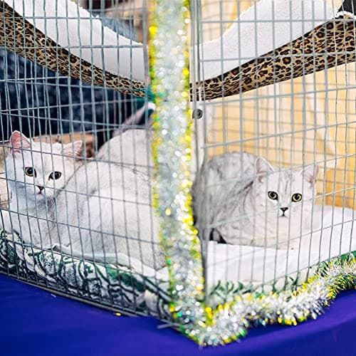 2 Pieces Reversible Cat Hanging Hammock Soft Breathable Pet Cage Hammock with Adjustable Straps and Metal Hooks Double Sided Hanging Bed for Small Dogs Rabbits(Leopard and Dot,M) - Image 2