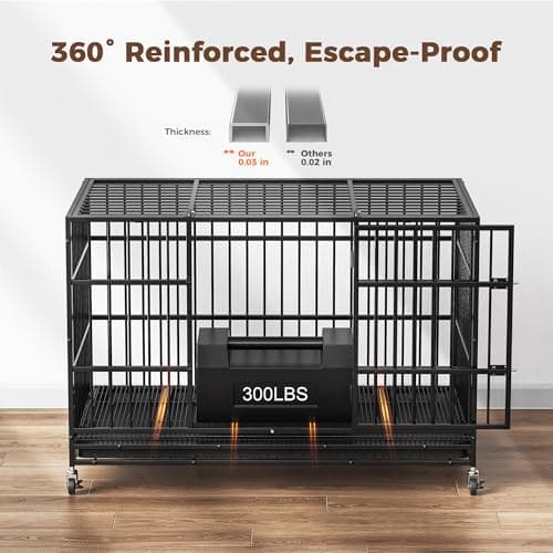 48"/38" Dog Crates for Large Dogs, Upgraded 4 Lockable Wheels, Removable Door, Dog Kennel Indoor, Max Load 300Lbs, Easy to Clean, Removable Tray, XL Dog Cage for Large and Medium Dogs - Image 3
