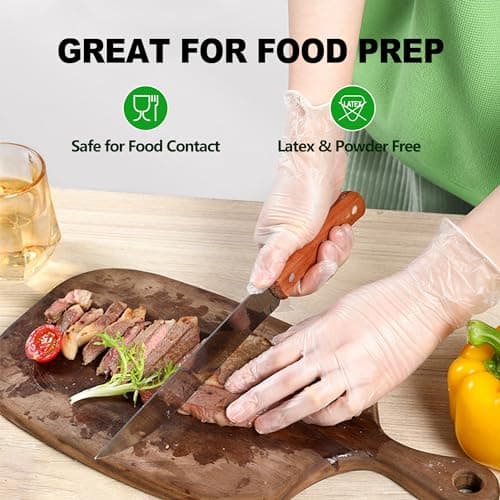 SWIFTLITE Disposable Vinyl Gloves, Food Safe, Latex-Free Powder-Free Clear Plastic Gloves for Cooking, House Clean, Food Prep (100, Medium) - Image 3