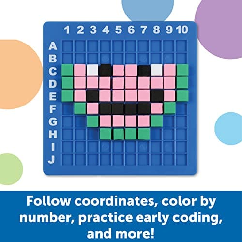 Learning Resources STEM Explorers Pixel Art Challenge - Math Puzzles, Pattern Blocks, Creativity for Kids Sensory Bin, Arts and Crafts, Math Manipulatives, Building Toys, Montessori - Image 4