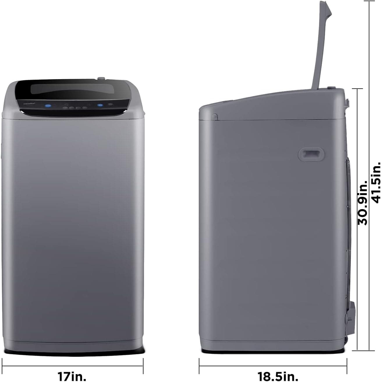 Comfee Portable Washing Machine, 0.9 cu.ft Compact Washer With LED Display, 5 Wash Cycles, 2 Built-in Rollers, Space Saving Full-Automatic Washer 0.9cu.ft Gray - Image 2