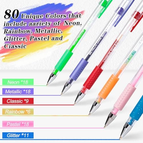 Gel Pens for Adult Coloring Books, 160 Pack Artist Colored Gel Pen with 40% More Ink, Black Case. Perfect for Drawing Doodle Crafts Journaling Planner - Image 6