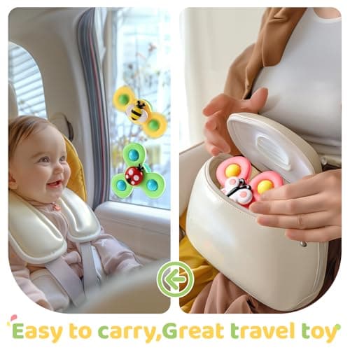 ALASOU 3PCS Suction Cup Spinner Toys for 1 Year Old Boy Girl|Spinning Top Baby Toys 12 18 Months|1 2 Year Old Boy Birthday Gift|Baby Bath Toy for Kids Ages 1-3|Sensory Toy for Toddlers 1-3 - Image 4