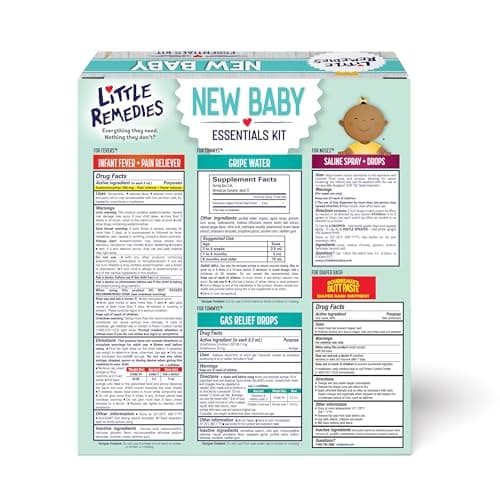 Little Remedies New Baby Essentials Kit with Saline Nasal Spray, Diaper Rash Cream, Gas Relief Drops, Gripe Water & More, Safe for Newborns - Image 2