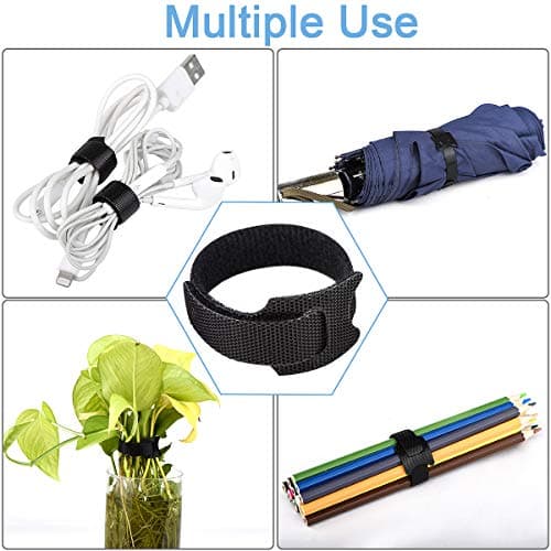 Nettbe 60 PCS 6 Inches Reusable Cable Ties, Adjustable Cord Straps Wire Organizer Cord Wrap and Hook Loop Cable Management - Image 5