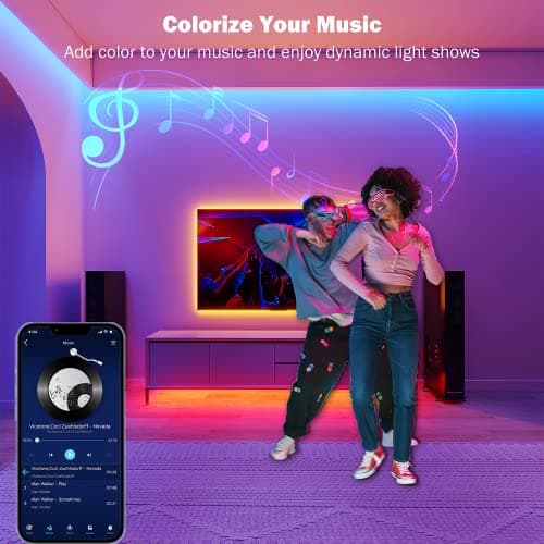 Leeleberd Led Lights for Bedroom 100 ft (2 Rolls of 50ft) Music Sync Color Changing RGB Led Strip Lights with Remote App Control Bluetooth Led Strip, Lights for Room Home Kitchen Party Decor - Image 4