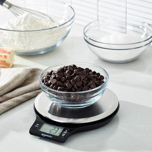 Amazon Basics Digital Kitchen Scale with LCD Display, Batteries Included, Weighs up to 11 pounds, Black and Stainless Steel - Image 8