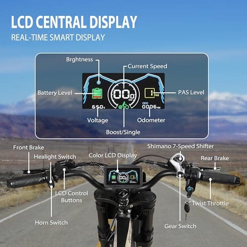 Tuttio Electric-Dirt-Bike for Adults-Teens, ICT Peak 4000W-43MPH-60V-25AH Electric Motorcycle 20" Fat-Tire-Electric-Bike for Mountain Snow Off-Road Fit Age 16+ - Image 6