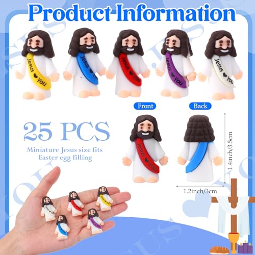 Bememo 25 Pcs Little Jesus Figures Original Design Jesus Love You Mini Rubber Toys to Hide and Seek Religious Party Favors Sunday School Baptism Gifts(Lively Colors) - Image 2