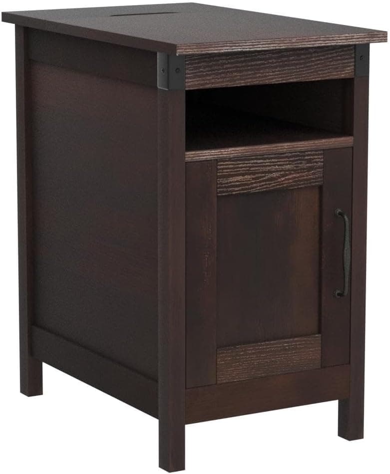 WLIVE End Table with Charging Station, Narrow Side Table for Living Room, Farmhouse Night Stand with Storage, Small Wooden Cabinet with USB Ports and Outlets for Living Room and Bedroom, Espresso Espresso 1 - Image 8