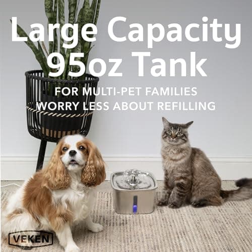 Veken Innovation Award Winner Stainless Steel Cat Water Fountain, 95oz/2.8L Automatic Pet Fountain Dog Water Dispenser with Replacement Filters & Silicone Mat for Cats, Dogs, Multiple Pets (Silver) - Image 3