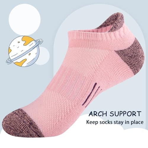 Comfoex Girls Socks Ankle Athletic Socks For Kids 4-6 6-8 8-10 Years Old Short Socks With Cushioned Sole 8 Pairs - Image 5