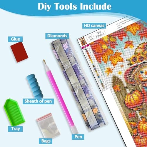 Happy Fall Scarecrow Diamond Painting Kits for Adults, 5D Pumpkin Diamond Art Kits for Adults Beginners, DIY Full Round Drill Diamond Dot Painting Gem Art Kits for Adult,Home Wall Decor 11.8x15.7 Inch - Image 7
