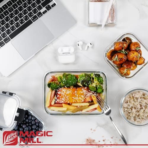 Magic Mill Glass Storage Containers with lids Set | Ultimate 24pc Sets with 12 Food Storage Containers & 12 Airtight Locking Lids for Lunch, Meal Prep, Fridge, Freezer, and Dishwasher Safe, BPA-Free - Image 6