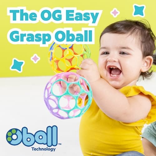 Bright Starts Oball Easy-Grasp Rattle BPA-Free Infant Toy in Teal, Age Newborn and up, 4 Inches - Image 3