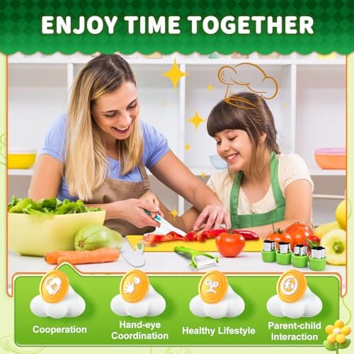 13 Pieces Montessori Kitchen Toys for Toddlers-Kids Cooking Sets Real-Toddler Toys Set for Real Cooking with Plastic Children Safe Knives Crinkle Cutter Kids Cutting Board - Image 7
