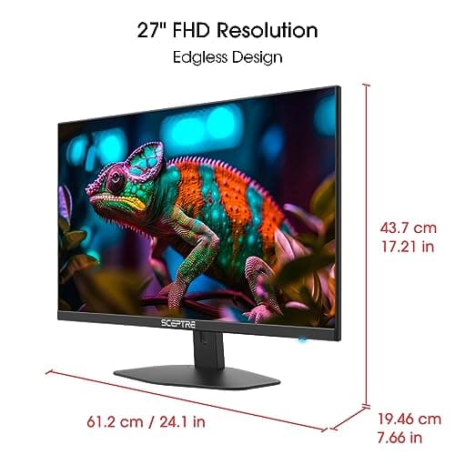 Sceptre New 27-inch Gaming Monitor 100Hz 1ms DisplayPort HDMI x2 100% sRGB AMD FreeSync Build-in Speakers, Eye Care Frameless Machine Black 2024 (E275W-FW100T) - Image 5