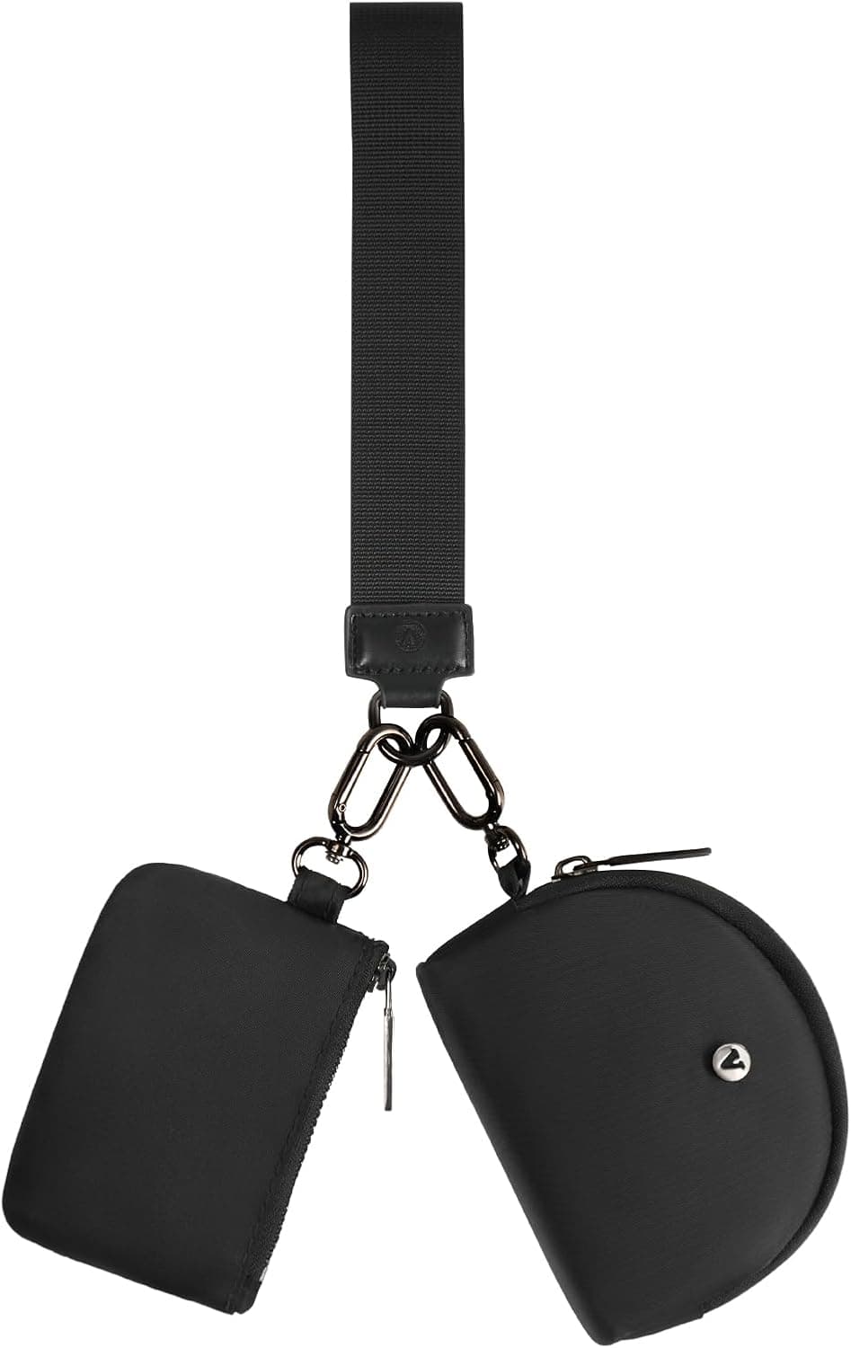 KeyChain Wallet Wristlet Wallets For Women Mini Zip Dual Pouch Wristlet black+black - Image 2