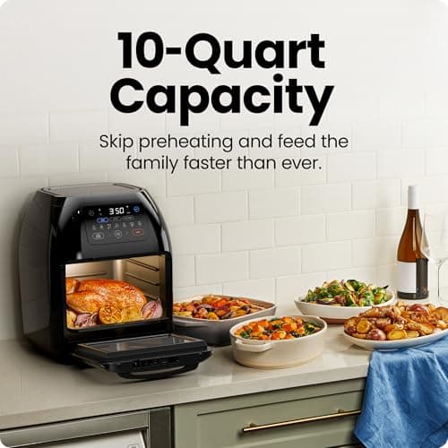 CHEFMAN Multifunctional Digital Air Fryer+ Rotisserie, Dehydrator, Convection Oven, 17 Touch Screen Presets Fry, Roast, Dehydrate, Bake, XL 10L Family Size, Auto Shutoff, Large Easy-View Window, Black - Image 4