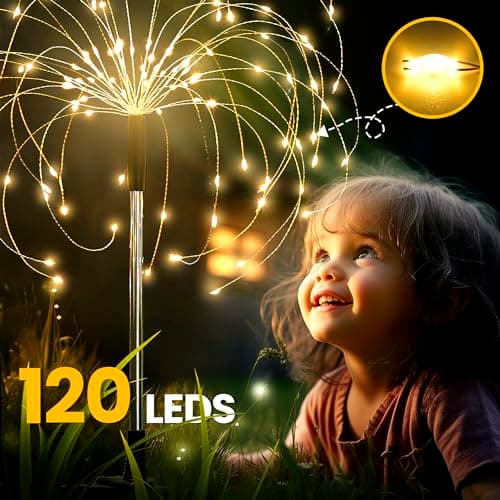 GIGALUMI Garden Outdoor Decor Lights 120LED 2Pack, Solar Garden Lights for Yard Outside Fairy Decorative,Solar Powered for Yard Pathway Flowerbed Planter Balcony Patio Decor Christmas（Warm White） - Image 7