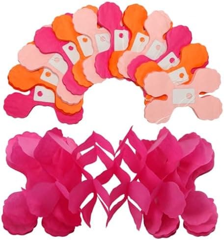 Amazon.com: Hot-Pink Burnt-Orange Fall Party-Decorations - 12pcs Streamers-Garland Birthday Baby Shower 4-Leaf Clover Paper Banners,Sunset Autumn Thanksgiving Bridal Wedding Graduation Backdrop Decor Ouruola : Home & Kitchen - Image 4