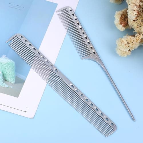Amazon.com : Stainless Steel Fine Tooth Comb, 2 PCS Metal Rat Tail Comb for Men Anti-Static Professional Barber Hair Styling Combs Space Aluminum Unbreakable Metal Haircut Hair Combs for Men Women, Heat Resistant : Beauty & Personal Care - Image 4
