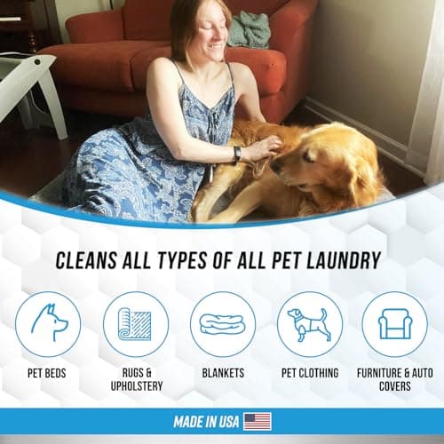 Pet Laundry Detergent Odor Remover - ACTIVE Enzyme Based Powder Detergent for Dogs Beds, Cat Pee, HE Washer Friendly Natural Enzymatic Deodorizer, Urine, Smell, Dog Drool, Stain Eliminator - 64 Loads - Image 4