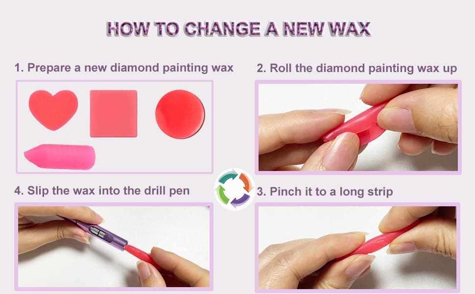 Benote Diamond Art Painting Pen Refillable Wax, Diamond Paint Accessories Refillable Wax Pen Self-Stick Drill Pens with Metal Correction Plate for Art DIY Craft - B18 - Image 4