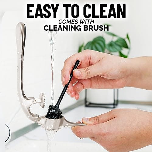 Zulay Kitchen Premium Garlic Press Set - Rust Proof & Dishwasher Safe Professional Garlic Mincer Tool - Easy-Squeeze, Easy-Clean with Soft, Ergonomic Handle - Silicone Garlic Peeler & Brush (Silver) - Image 10