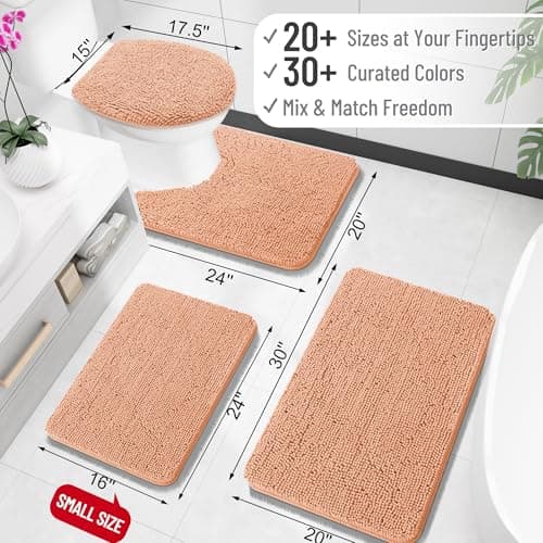 OLANLY Bathroom Rugs 30x20, Extra Soft Absorbent Chenille Bath Rugs, Rubber Backing Quick Dry, Machine Washable Bath Mats for Bathroom Floor, Tub and Shower, Home Decor Accessories, Peach - Image 2