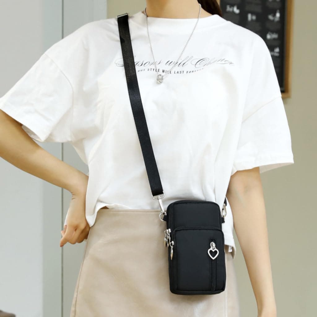 JANKS Small Crossbody Bag for Women - Mini Phone Purses with Crossbody Strap and Wallet - Nylon Arm Bag A-black - Image 10