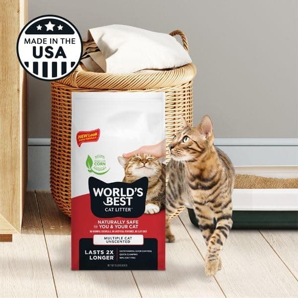 WORLD'S BEST CAT LITTER Multiple Cat Unscented, 32-Pounds - Natural Ingredients, Quick Clumping, Flushable, 99% Dust Free & Made in USA - Long-Lasting Odor Control & Easy Scooping - Image 6